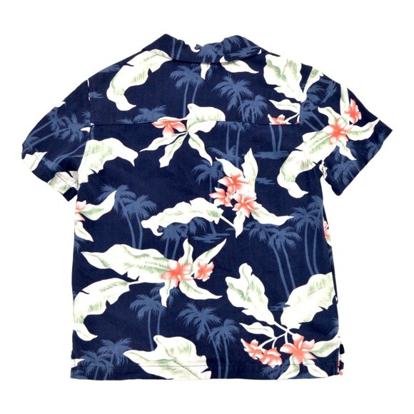 Jaclyn Smith Sport Women Top Blue S Tropical Short Sleeve Floral Leaf Button Up - Picture 2 of 4